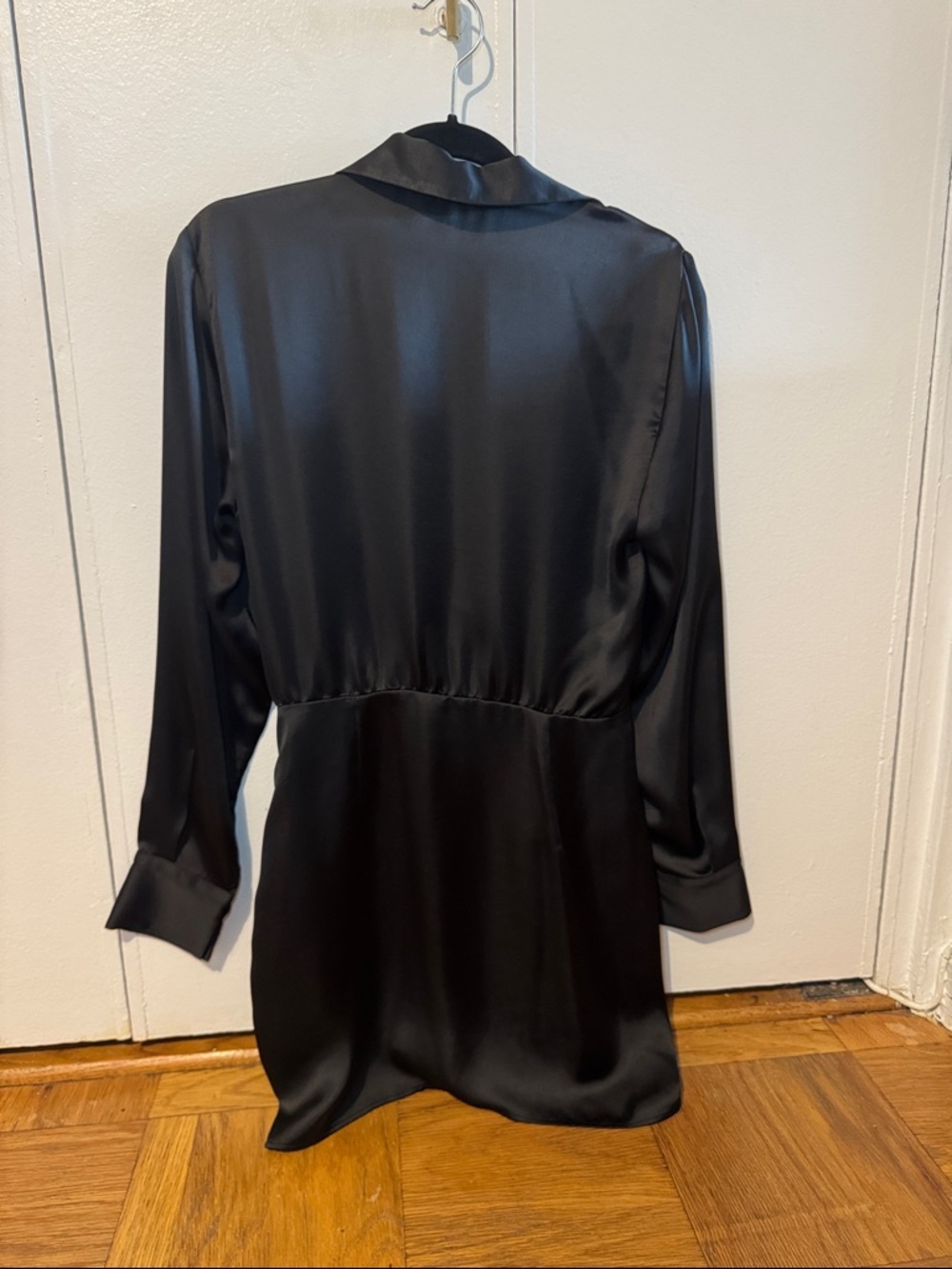 Zara Satin Effect Black Long Sleeve Mini dress Size XS - Picture 10 of 10